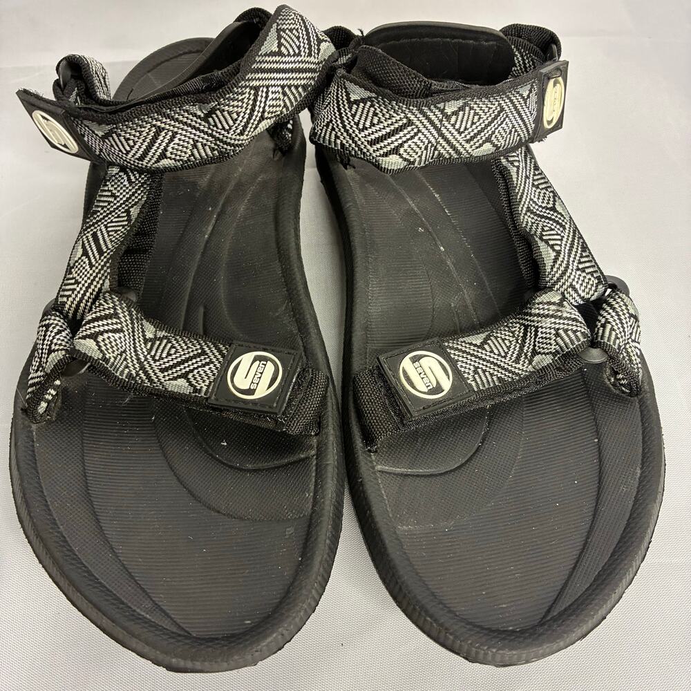 Seven S For all Mankind Sandals Women's US 11 EU 42 Hook Eye Black Gladiator